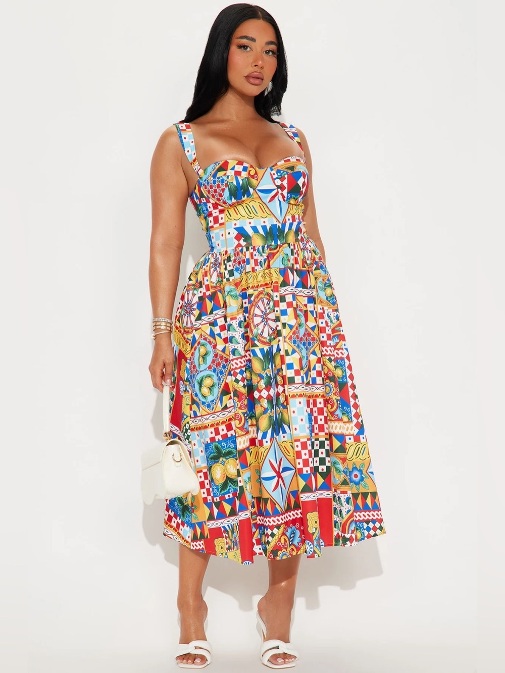 Fashion Nova European Dream Poplin Midi Dress Women’s size Large NEW